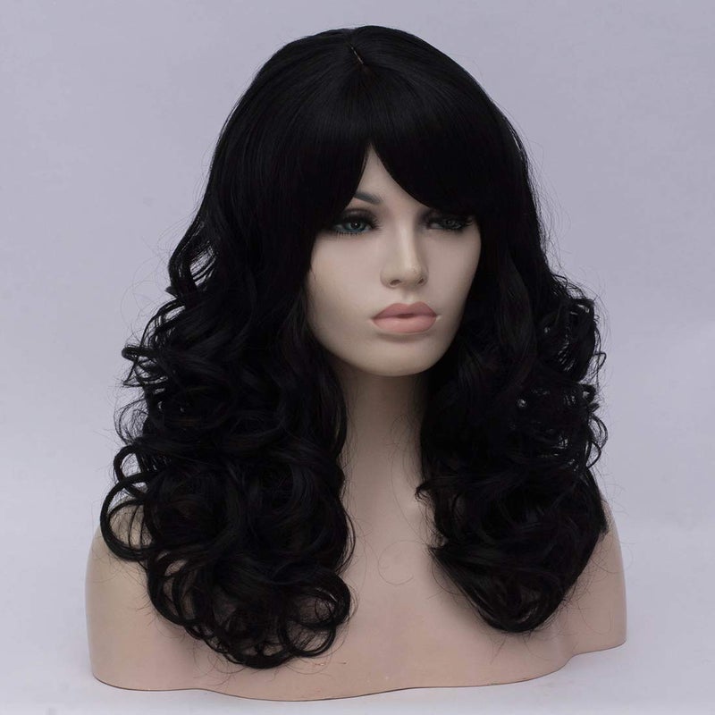 ساينج لين شعر مستعار Cying Lin بطول 45.72 سم طويل مجعد بني داكن من ألياف خلية النحل المقاومة للحرارة شعر صناعي للحفلات شعر مستعار طبيعي بيلوكا (بني داكن) - Image 2